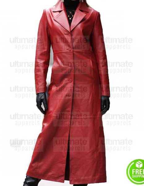 WOMEN'S RED LEATHER TRENCH COAT WOMEN'S RED LEATHER TRENCH COAT
