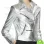 SILVER FAUX LEATHER BIKER JACKET
