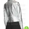 SILVER FAUX LEATHER BIKER JACKET