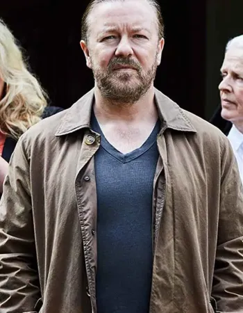 AFTER LIFE RICKY GERVAIS (TOM JOHNSON) BROWN JACKET