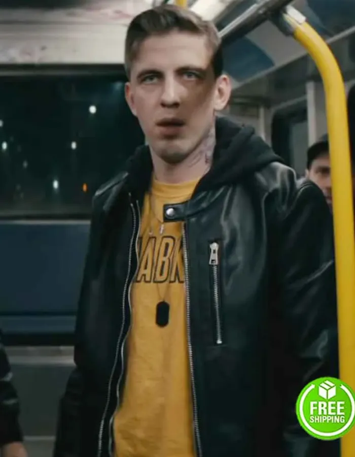 NOBODY ALEKSANDR PAL (TEDDY KUZNETSOV) BLACK LEATHER JACKET