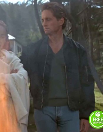 BASIC INSTINCT MICHAEL DOUGLAS (DETECTIVE NICK CURRAN) BLACK BOMBER JACKET BASIC INSTINCT MICHAEL DOUGLAS (DETECTIVE NICK CURRAN) BLACK BOMBER JACKET
