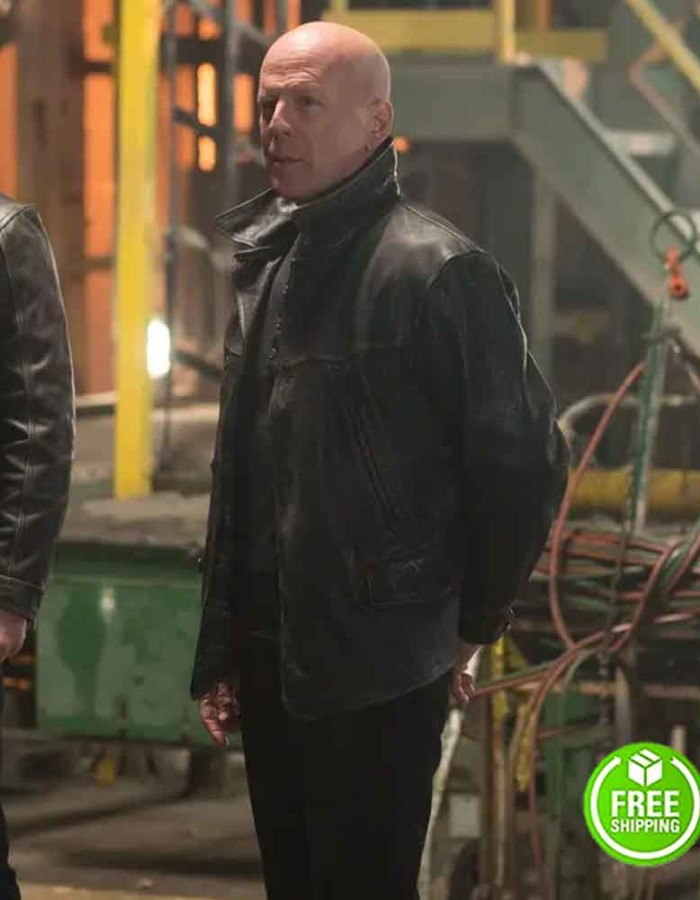 EXTRACTION BRUCE WILLIS (LEONARD) BLACK LEATHER JACKET EXTRACTION BRUCE WILLIS (LEONARD) BLACK LEATHER JACKET