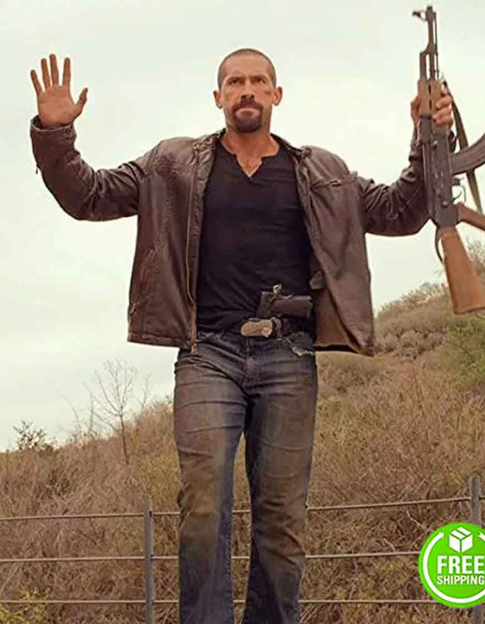 CLOSE RANGE SCOTT ADKINS (COLTON MACREADY) BROWN LEATHER JACKET
