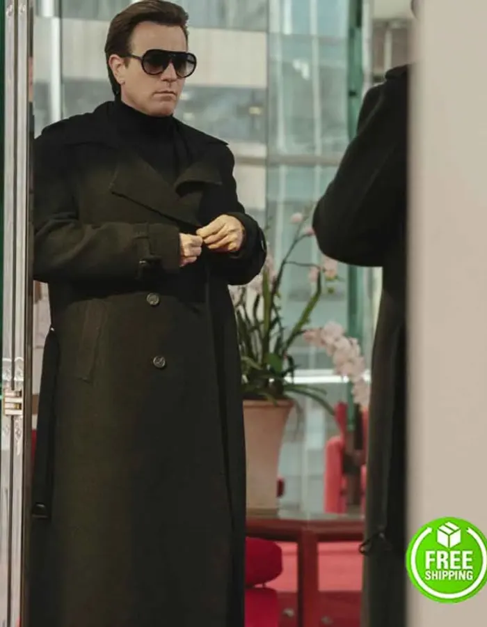 HALSTON EWAN MCGREGOR BLACK TRENCH COAT HALSTON EWAN MCGREGOR BLACK TRENCH COAT