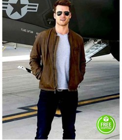 TOP GUN MAVERICK GLEN POWELL (HANGMAN) BROWN LEATHER JACKET TOP GUN MAVERICK GLEN POWELL (HANGMAN) BROWN LEATHER JACKET