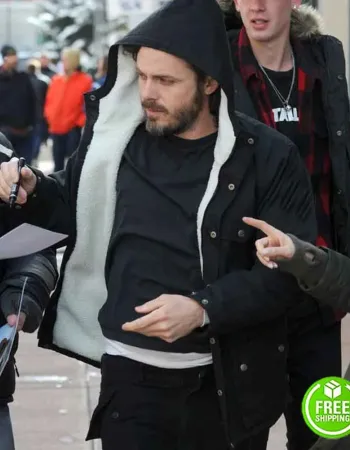 GONE BABY GONE CASEY AFFLECK (PATRICK KENZIE) SHEARLING BLACK COTTON JACKET GONE BABY GONE CASEY AFFLECK (PATRICK KENZIE) SHEARLING BLACK COTTON JACKET
