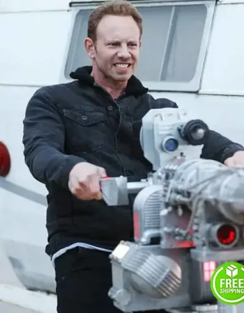 THE LAST SHARKNADO: IT'S ABOUT TIME IAN ZIERING (FIN) BLACK COTTON JACKET