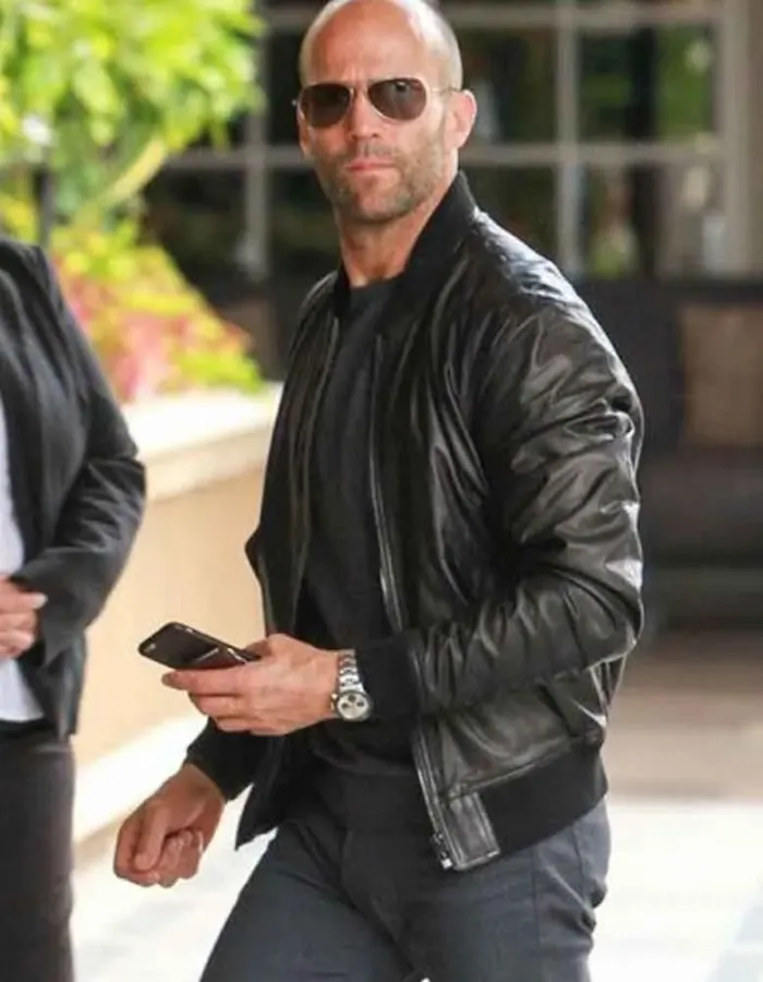 Jason Statham Black Bomber Leather Jacket Jason Statham Black Bomber Leather Jacket