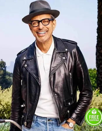 JEFF GOLDBLUM BLACK LEATHER JACKET