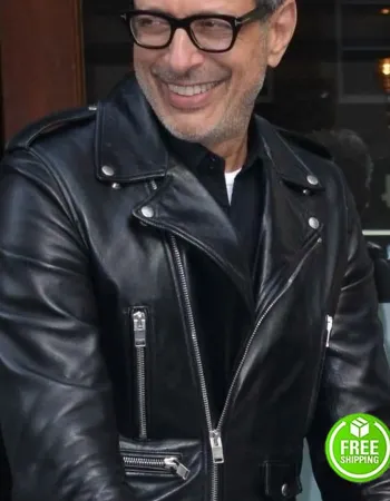 JEFF GOLDBLUM BLACK LEATHER JACKET