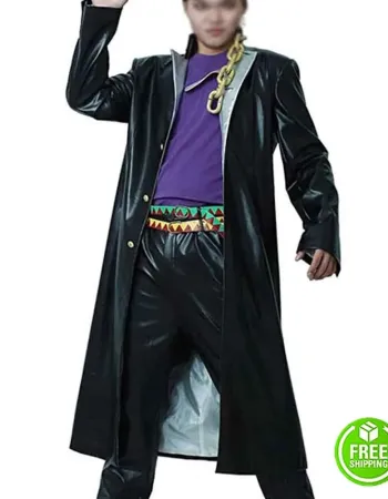 JOJO'S BIZARRE ADVENTURES JOTARO KUJO BLACK LEATHER JACKET