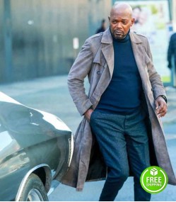 SHAFT SAMUEL L. JACKSON (JOHN SHAFT) GREY SUEDE LEATHER DUSTER COAT
