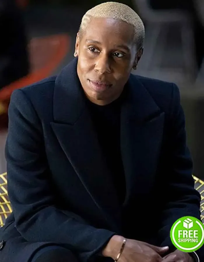 WESTWORLD SEASON 3 LENA WAITHE (ASH) DARK BLUE WOOL COAT