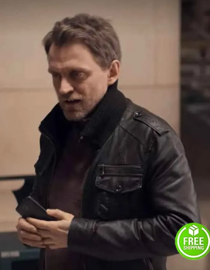 LUPIN VINCENT LONDEZ (CAPITAINE ROMAIN LAUGIER) BLACK LEATHER JACKET LUPIN VINCENT LONDEZ (CAPITAINE ROMAIN LAUGIER) BLACK LEATHER JACKET
