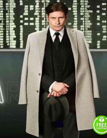 AMERICAN GODS SEASON 2 CRISPIN GLOVER (MR. WORLD) GREY WOOL TRENCH COAT