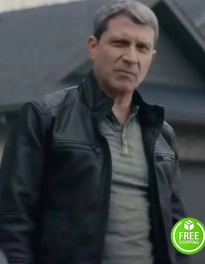 NOBODY 2021 PAUL ESSIEMBRE (JIM THE NEIGHBOR) BLACK LEATHER JACKET