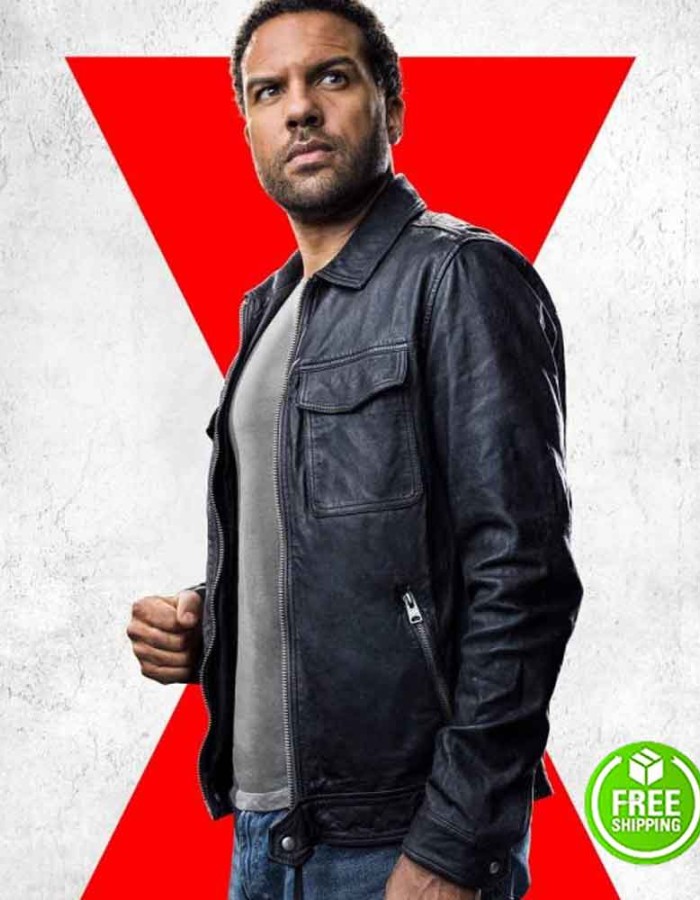 BLACK WIDOW O.T FAGBENLE (MASON) BLACK LEATHER JACKET BLACK WIDOW O.T FAGBENLE (MASON) BLACK LEATHER JACKET