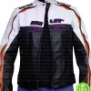 BLACK AND WHITE MOTORCYCLE LEATHER JACKET