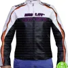 BLACK AND WHITE MOTORCYCLE LEATHER JACKET