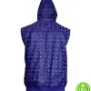 JUSTIN BIEBER STUDDED BLUE VEST WITH HOODIE