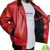 NICK JONAS RED BOMBER LEATHER JACKET NICK JONAS RED BOMBER LEATHER JACKET