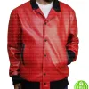 NICK JONAS RED BOMBER LEATHER JACKET NICK JONAS RED BOMBER LEATHER JACKET