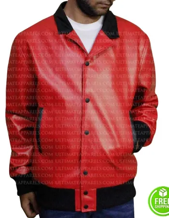 NICK JONAS RED BOMBER LEATHER JACKET NICK JONAS RED BOMBER LEATHER JACKET