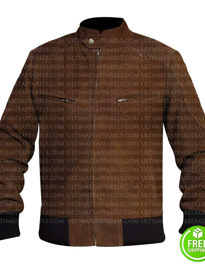 MEN'S SLIM FIT BROWN BOMBER JACKET