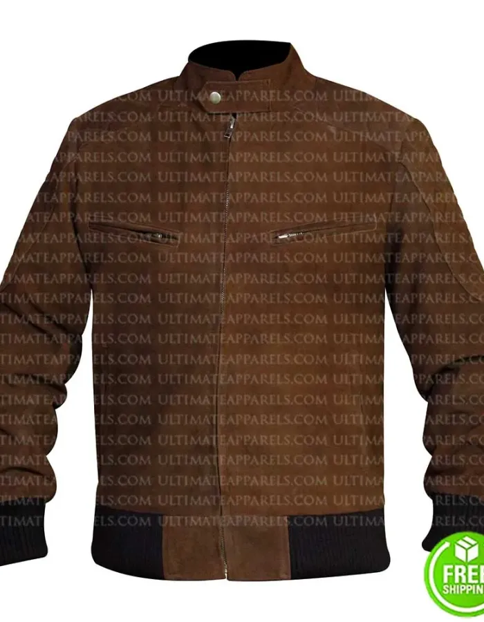 MEN'S SLIM FIT BROWN BOMBER JACKET