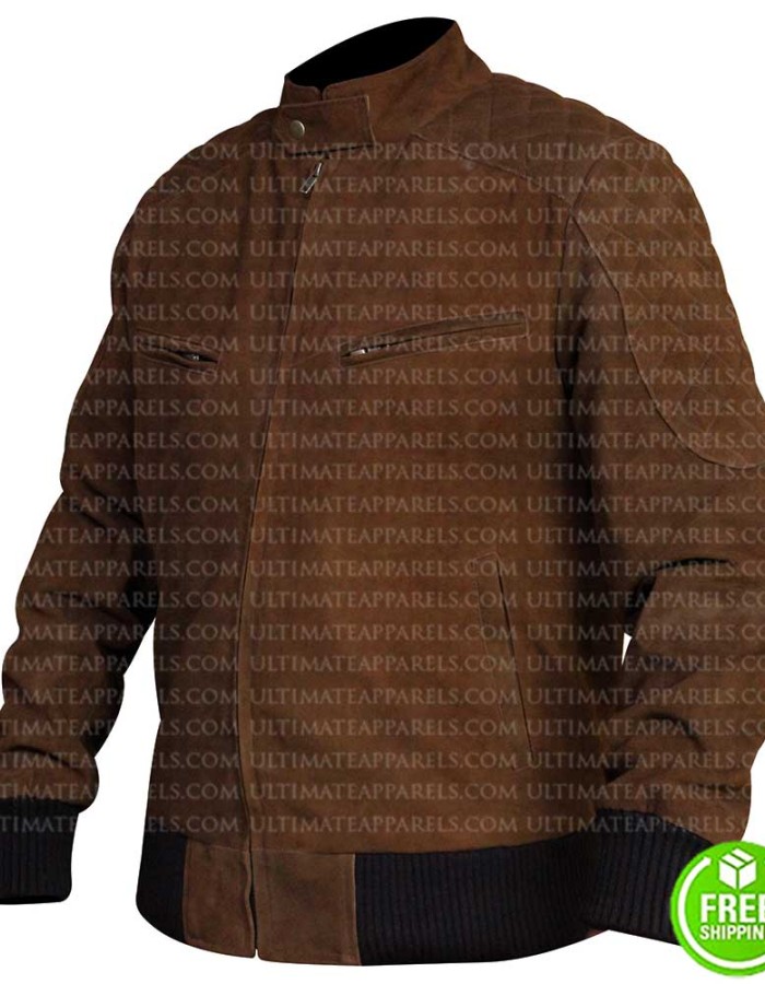 MEN'S SLIM FIT BROWN BOMBER JACKET