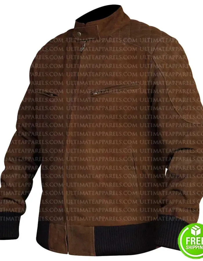 MEN'S SLIM FIT BROWN BOMBER JACKET