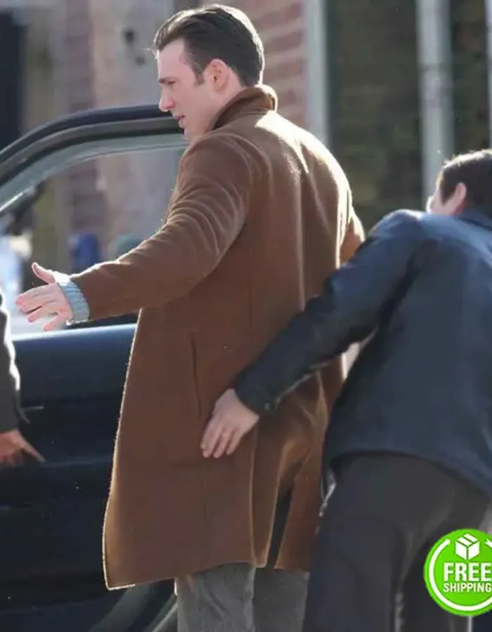 KNIVES OUT CHRIS EVANS (RANSOM DRYSDALE) BROWN WOOL COAT KNIVES OUT CHRIS EVANS (RANSOM DRYSDALE) BROWN WOOL COAT