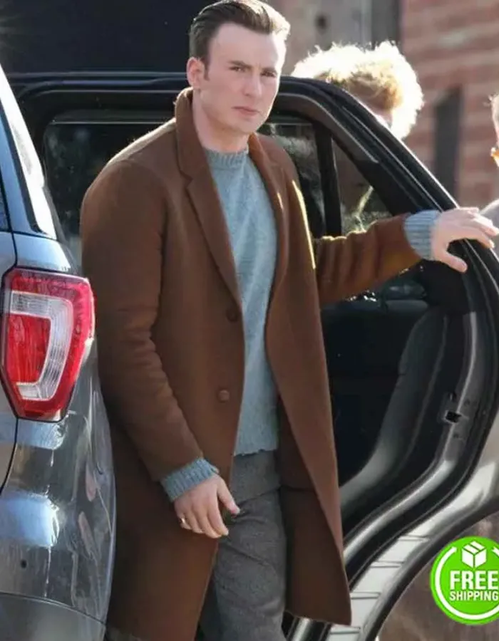 KNIVES OUT CHRIS EVANS (RANSOM DRYSDALE) BROWN WOOL COAT KNIVES OUT CHRIS EVANS (RANSOM DRYSDALE) BROWN WOOL COAT