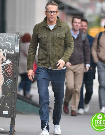 RED NOTICE RYAN REYNOLDS (NOLAN BOOTH) GREEN SUEDE JACKET RED NOTICE RYAN REYNOLDS (NOLAN BOOTH) GREEN SUEDE JACKET