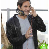 ROGER FEDERER BLACK BOMBER LEATHER JACKET