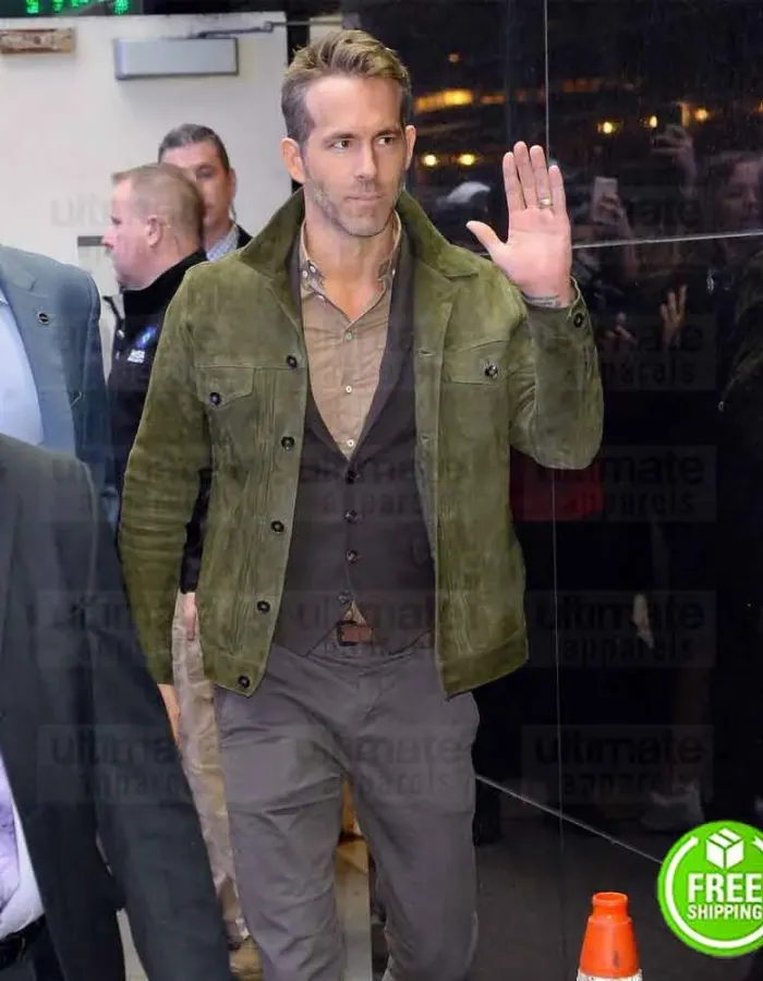RED NOTICE RYAN REYNOLDS (NOLAN BOOTH) GREEN SUEDE JACKET RED NOTICE RYAN REYNOLDS (NOLAN BOOTH) GREEN SUEDE JACKET