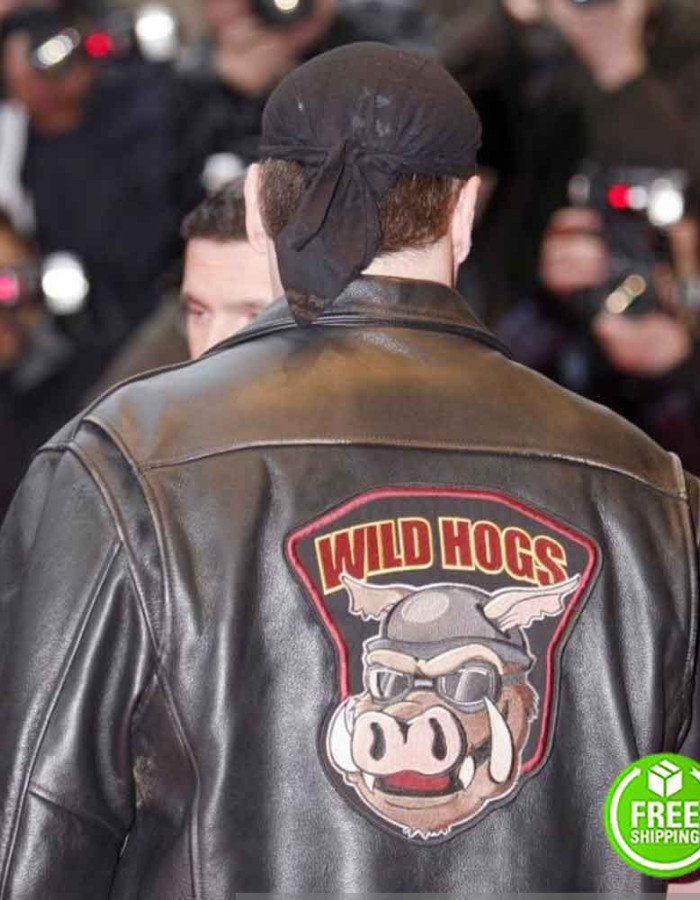 WILD HOGS JOHN TRAVOLTA (WOODY STEVENS) BLACK BIKER LEATHER JACKET