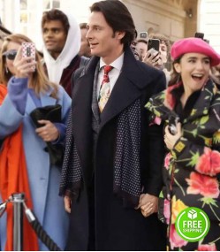 EMILY IN PARIS WILLIAM ABADIE (ANTOINE LAMBERT) BLACK TRENCH COAT