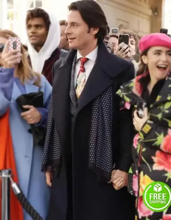 EMILY IN PARIS WILLIAM ABADIE (ANTOINE LAMBERT) BLACK TRENCH COAT