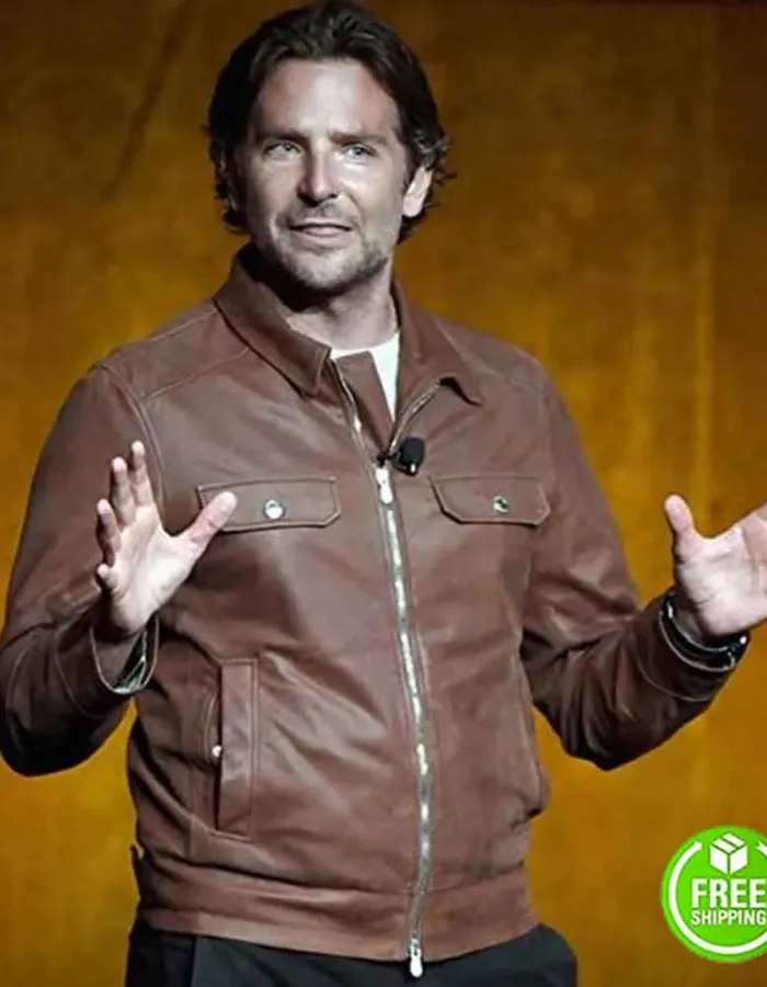 A STAR IS BORN BRADLEY COOPER (JACKSON MAINE) BROWN LEATHER JACKET A STAR IS BORN BRADLEY COOPER (JACKSON MAINE) BROWN LEATHER JACKET