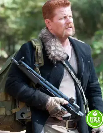 THE WALKING DEAD MICHAEL CUDLITZ (ABRAHAM FORD) FUR COLLAR BLACK JACKET