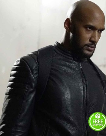 AGENTS OF SHIELD HENRY SIMMONS (ALPHONSO MACKENZIE) BLACK LEATHER JACKET AGENTS OF SHIELD HENRY SIMMONS (ALPHONSO MACKENZIE) BLACK LEATHER JACKET
