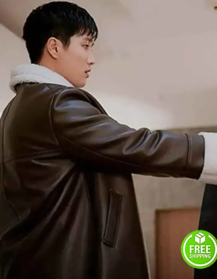 ITAEWON CLASS AHN BO-HYUN (JANG GEUN WON) SHEARLING BROWN LEATHER COAT