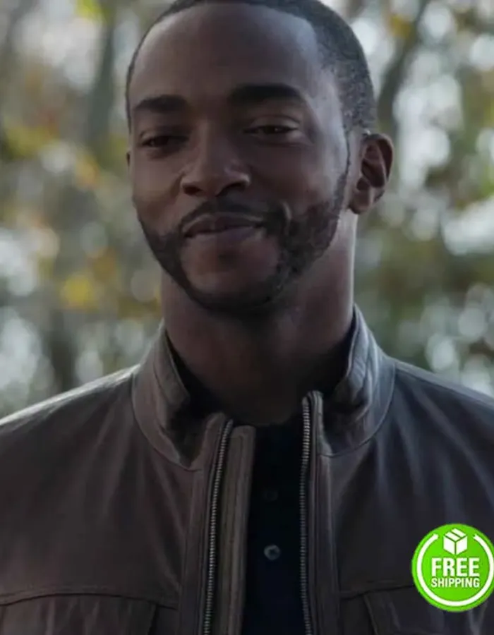 THE FALCON AND THE WINTER SOLDIER ANTHONY MACKIE (SAM WILSON) BROWN LEATHER JACKET