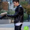 THE FLASH ELSEWORLDS GRANT GUSTIN (BARRY ALLEN) BLACK LEATHER JACKET THE FLASH ELSEWORLDS GRANT GUSTIN (BARRY ALLEN) BLACK LEATHER JACKET
