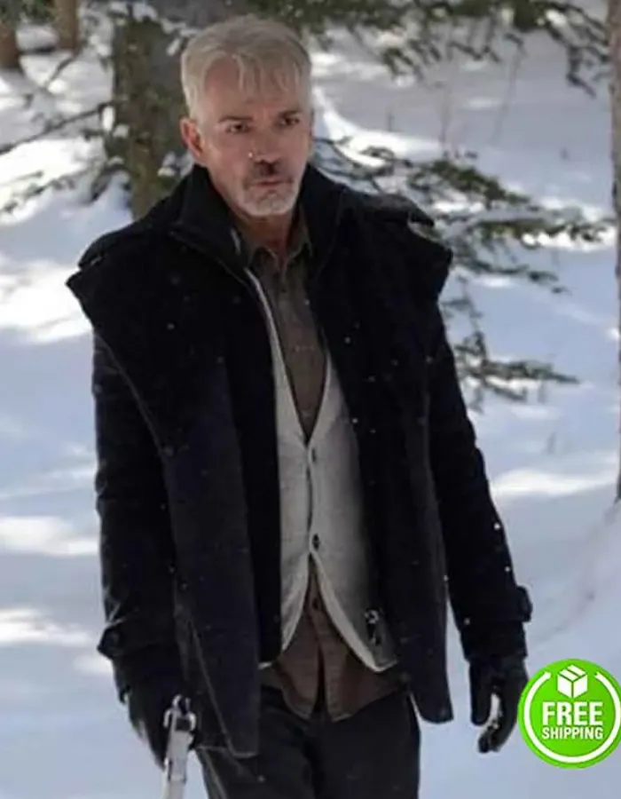 FARGO BILLY BOB THORNTON (LORNE MALVO) BLACK SHEARLING PEACOAT FARGO BILLY BOB THORNTON (LORNE MALVO) BLACK SHEARLING PEACOAT