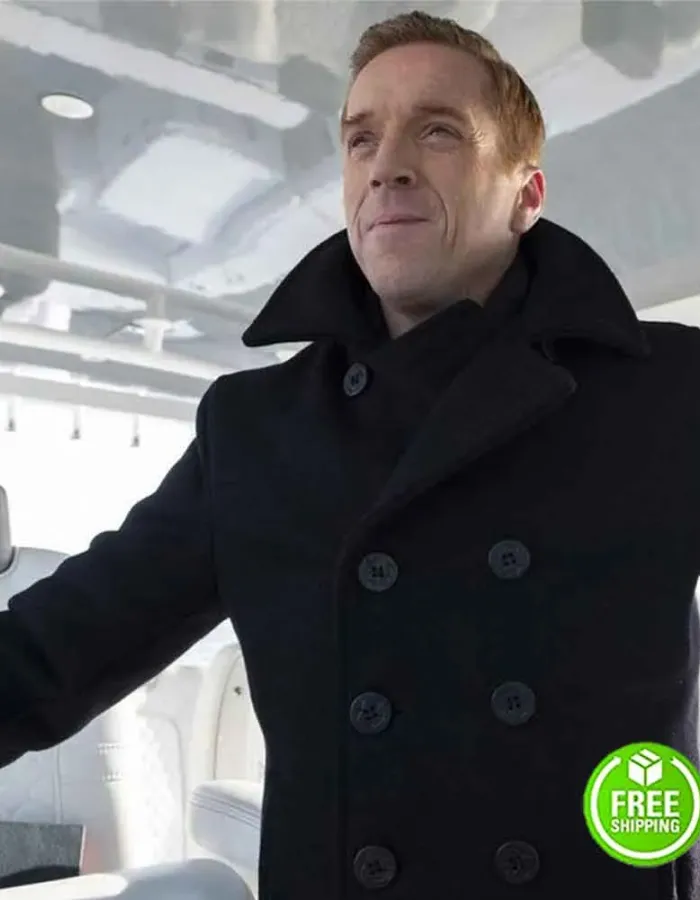 BILLIONS SEASON 4 DAMIAN LEWIS (BOBBY AXELROD) BLACK PEACOAT BILLIONS SEASON 4 DAMIAN LEWIS (BOBBY AXELROD) BLACK PEACOAT