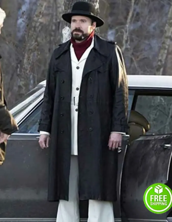 FARGO BRAD MANN (GALE KITCHEN) BLACK LEATHER TRENCH COAT