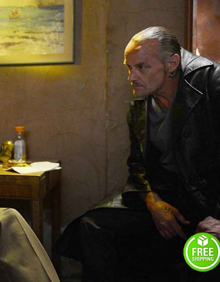 BREAKING BAD MICHAEL BOWEN (UNCLE JACK) BLACK LEATHER TRENCH COAT BREAKING BAD MICHAEL BOWEN (UNCLE JACK) BLACK LEATHER TRENCH COAT